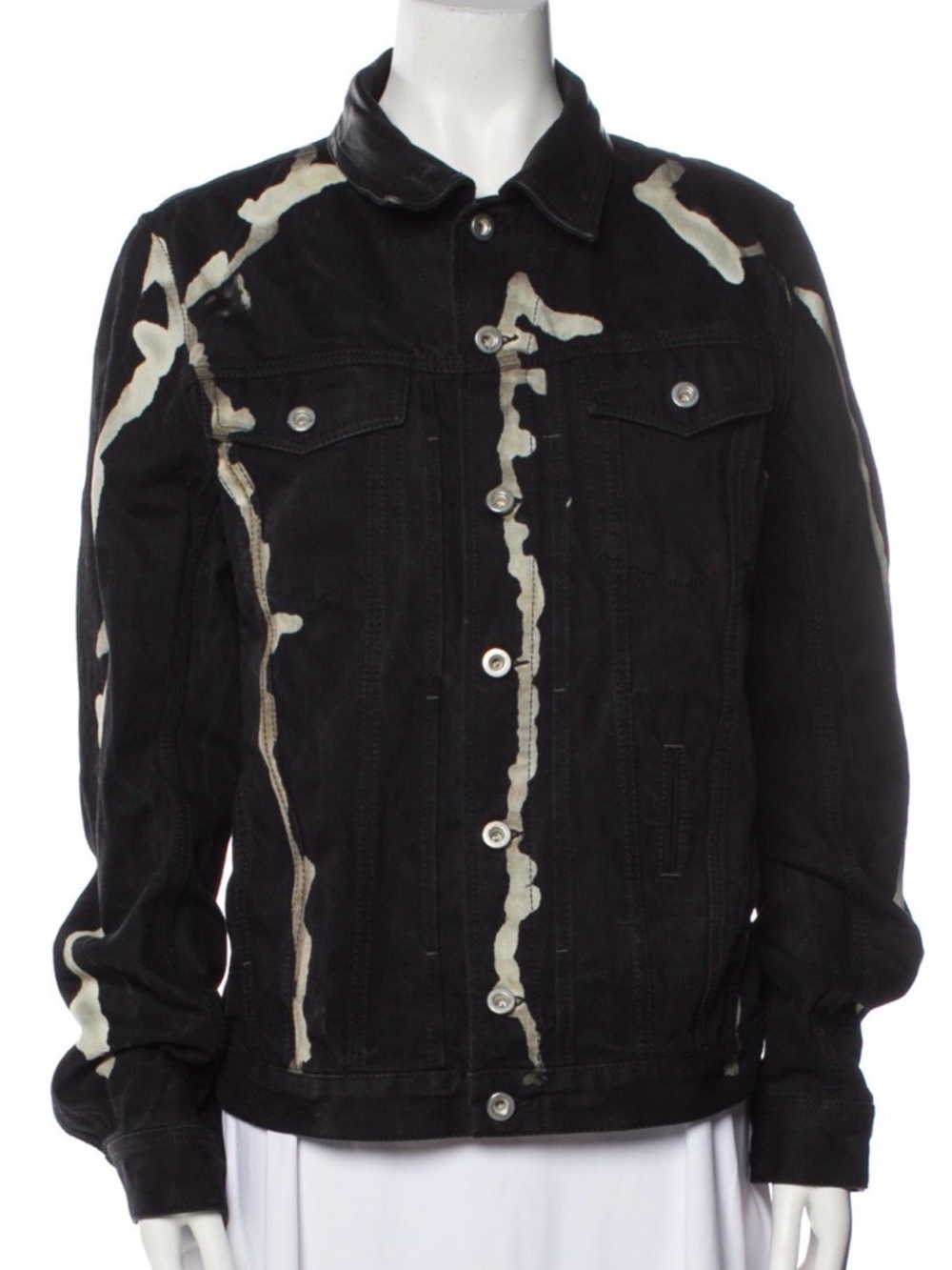 Rare Diesel Sample Denim Jacket Black Leather Collar Women’s L